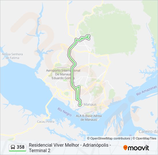 Mapa da linha 358 de ônibus