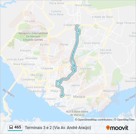 Mapa da linha 465 de ônibus
