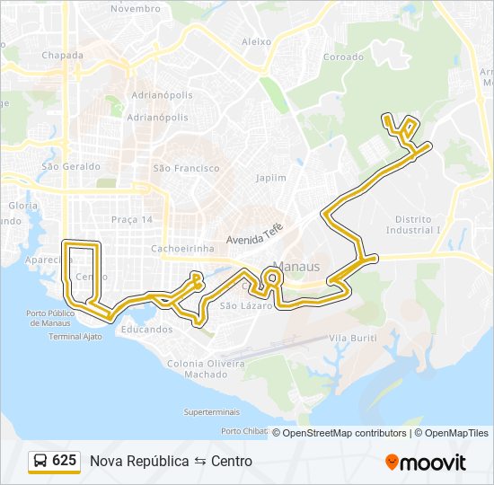 Mapa de 625 de autobús