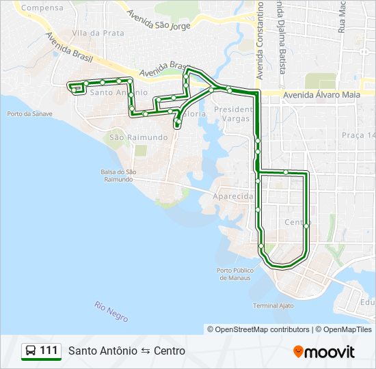 Mapa da linha 111 de ônibus