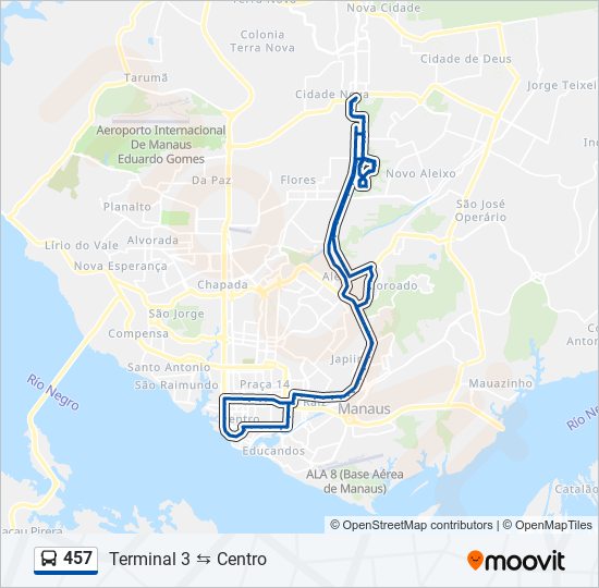Mapa da linha 457 de ônibus