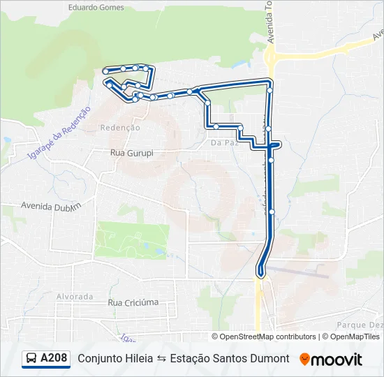 A208 Bus Line Map