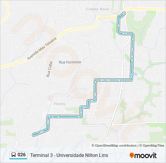 Mapa da linha 026 de ônibus