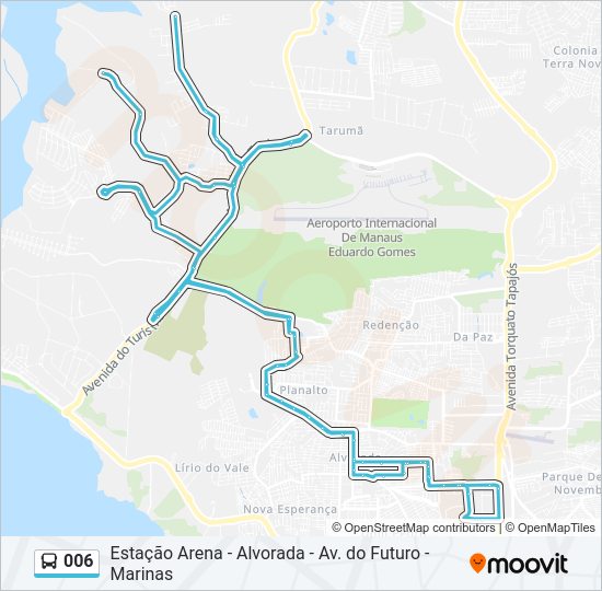 Mapa da linha 006 de ônibus