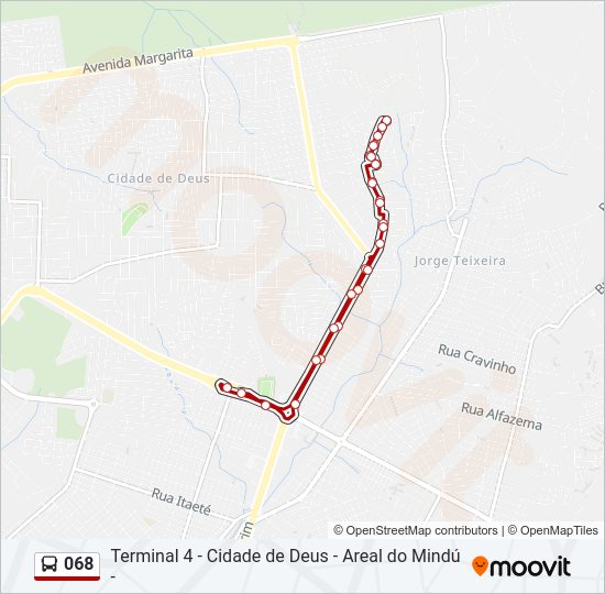 Mapa da linha 068 de ônibus