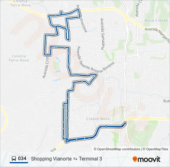 034 Bus Line Map