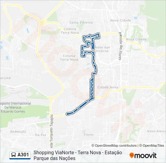 A301 Bus Line Map