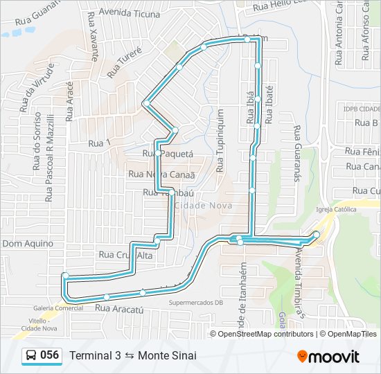 Mapa da linha 056 de ônibus