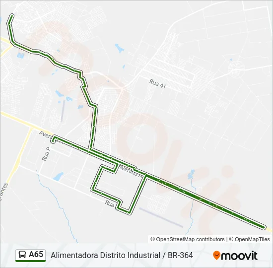 A65 Bus Line Map
