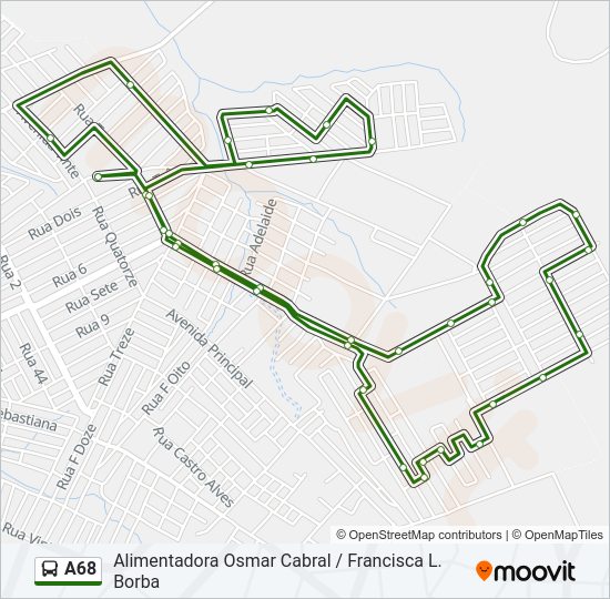 A68 bus Line Map