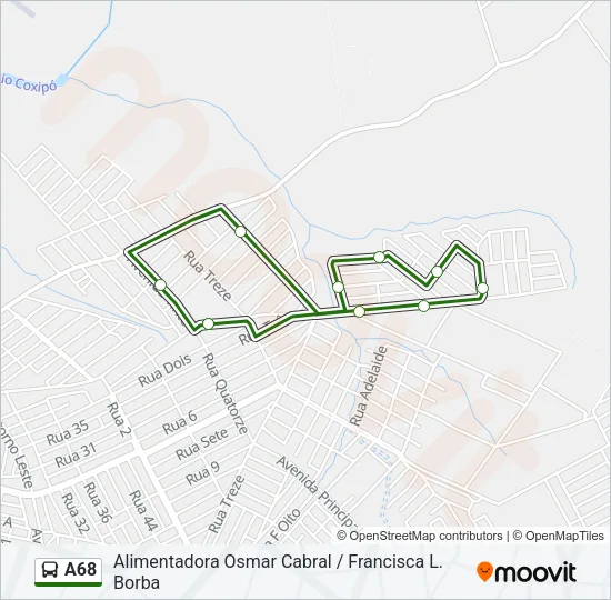 A68 Bus Line Map