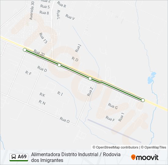 A69 bus Line Map