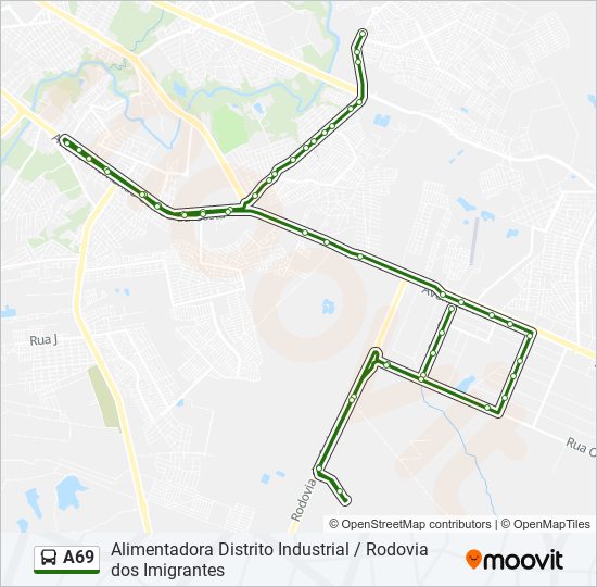 A69 bus Line Map