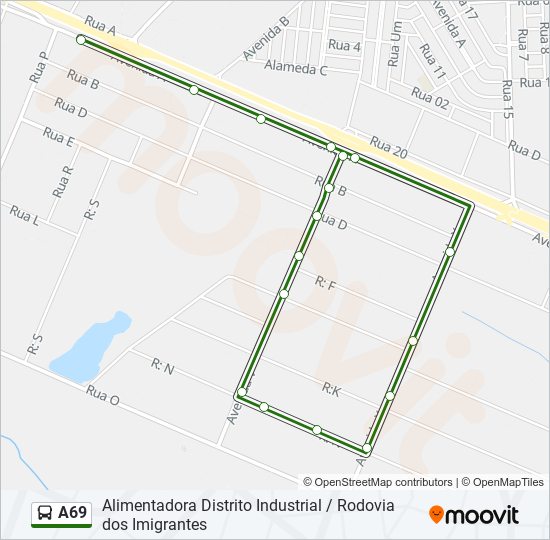 A69 bus Line Map