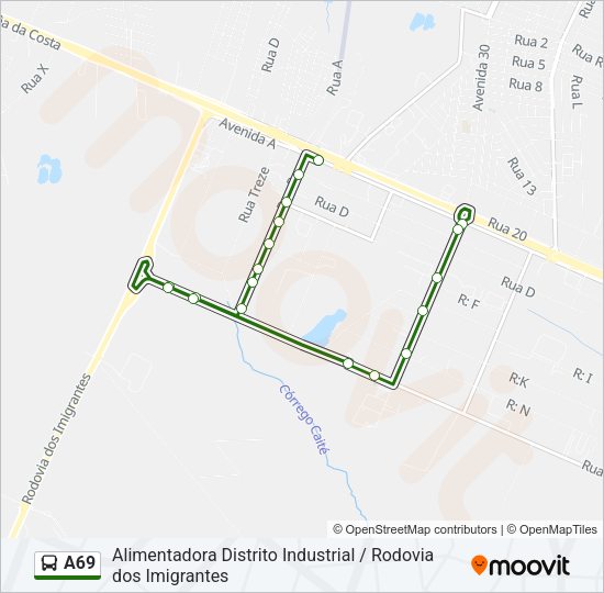 A69 Bus Line Map