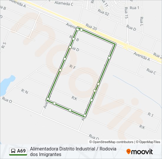 A69 Bus Line Map