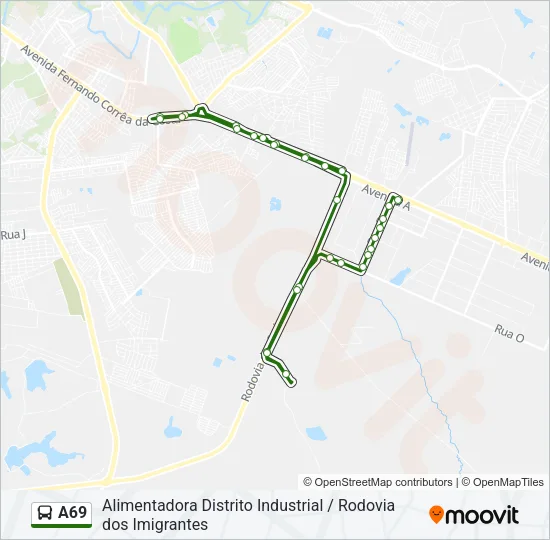 A69 Bus Line Map