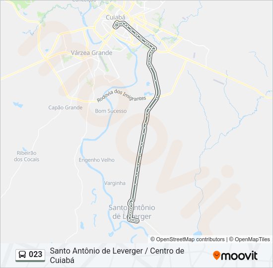 Mapa da linha 023 de ônibus