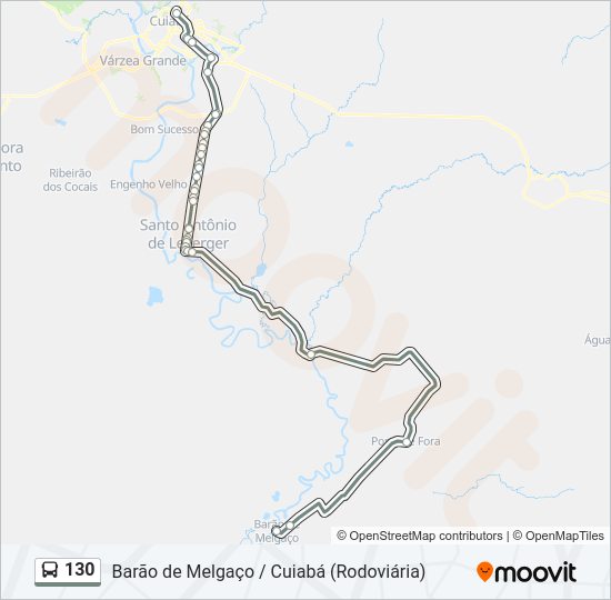 Mapa da linha 130 de ônibus