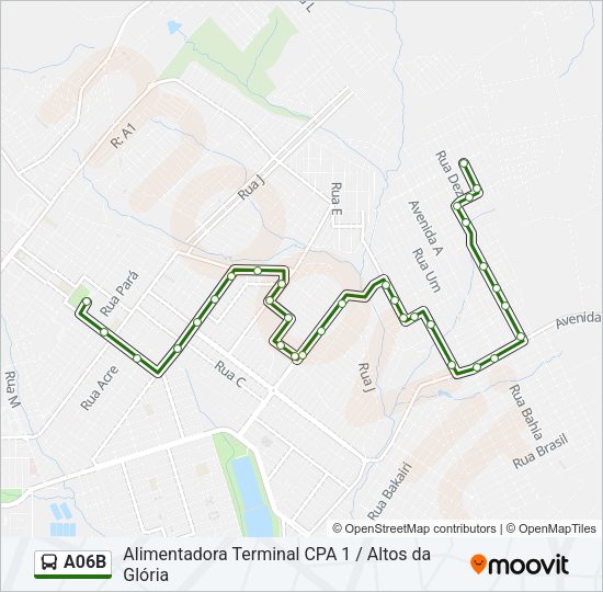 Mapa da linha A06B de ônibus