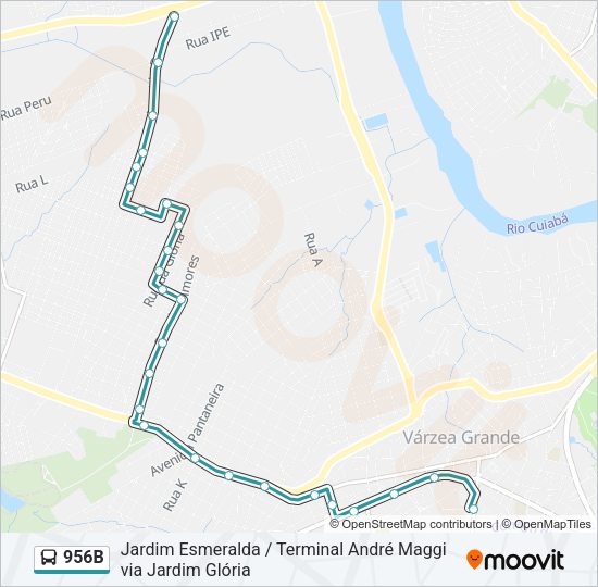 Mapa da linha 956B de ônibus