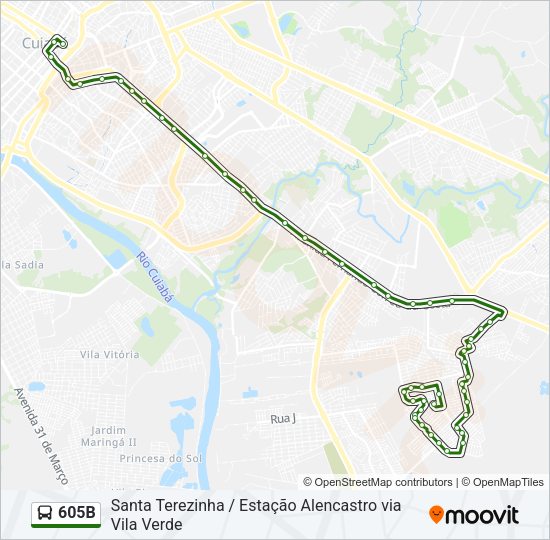 Mapa da linha 605B de ônibus