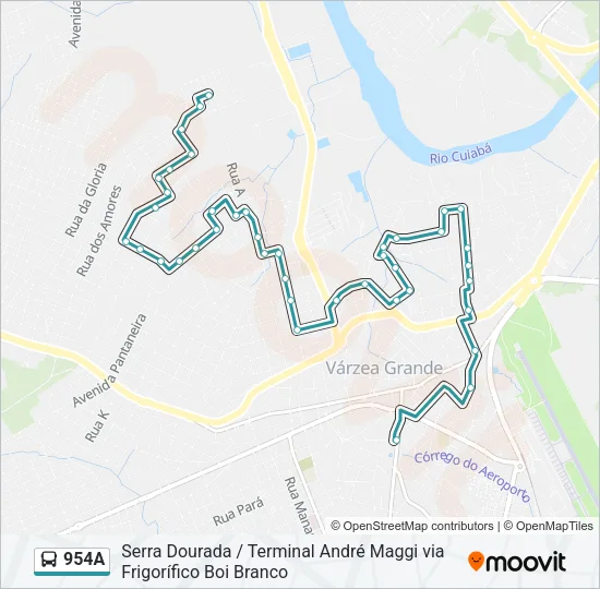 954A Bus Line Map