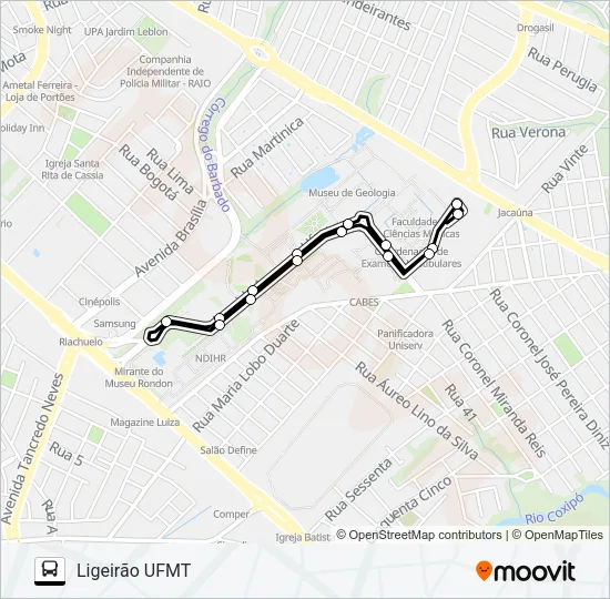 LIGEIRÃO Bus Line Map