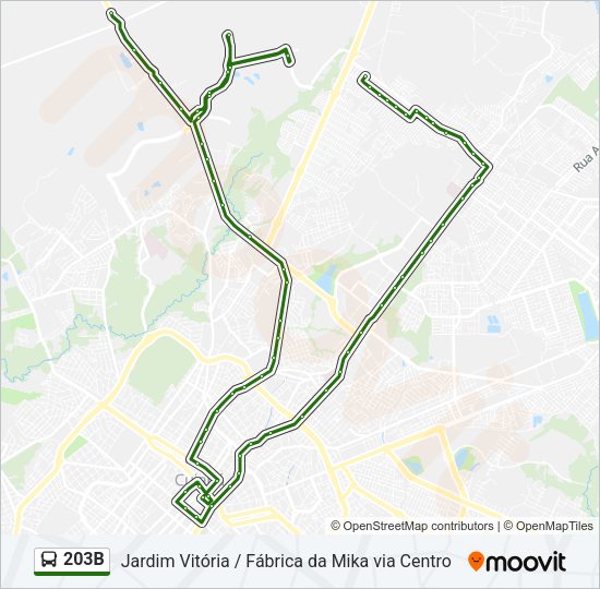 Mapa da linha 203B de ônibus