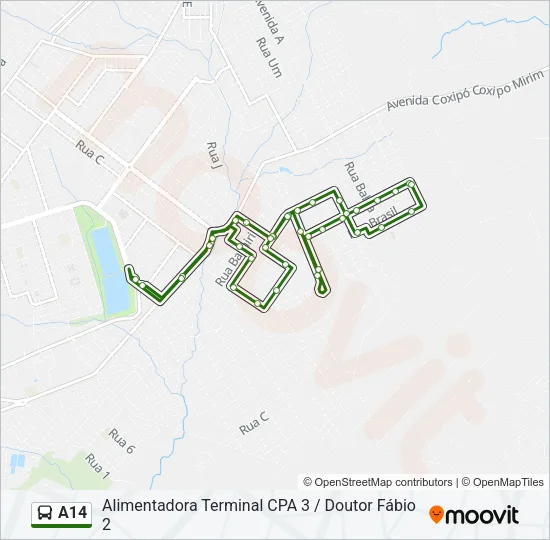 A14 Bus Line Map