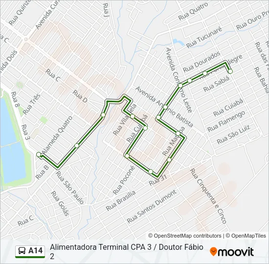 A14 Bus Line Map