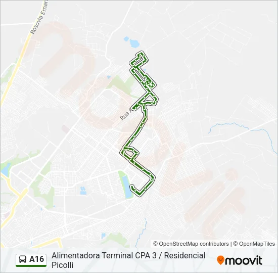A16 Bus Line Map