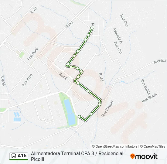 A16 Bus Line Map