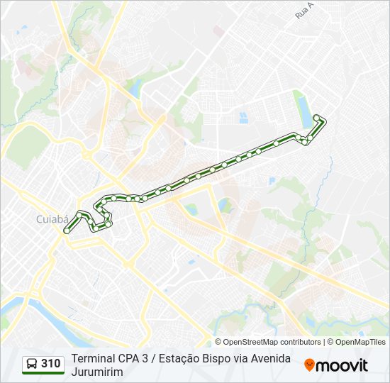 Mapa da linha 310 de ônibus