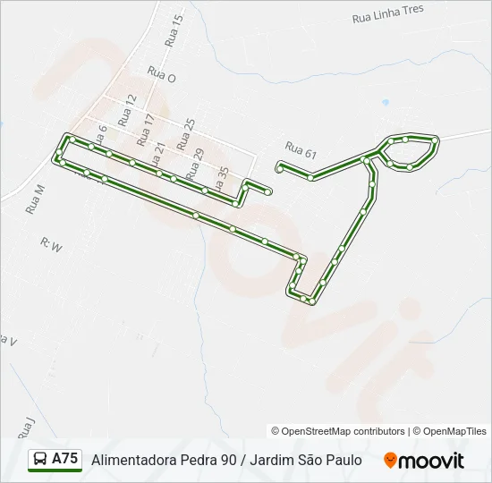 A75 Bus Line Map