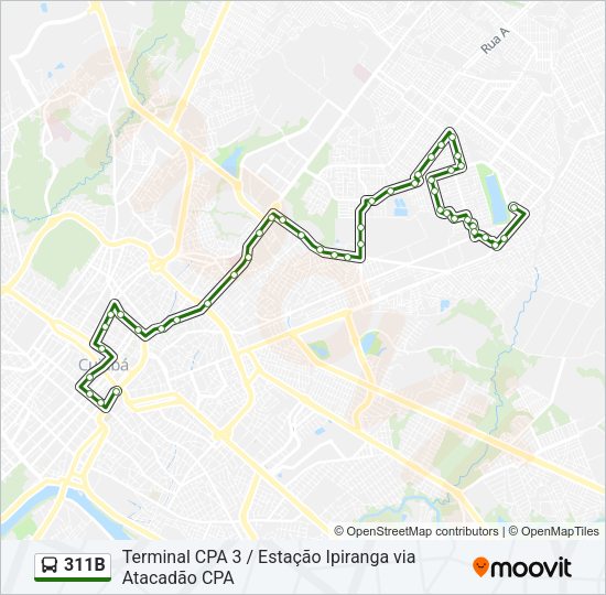 Mapa da linha 311B de ônibus