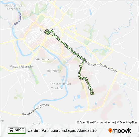 609C Bus Line Map