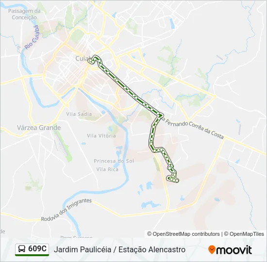 609C Bus Line Map