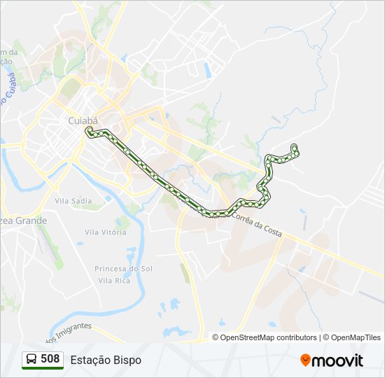 Mapa da linha 508 de ônibus