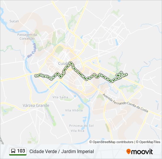 Mapa da linha 103 de ônibus