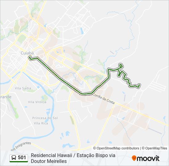 Mapa da linha 501 de ônibus