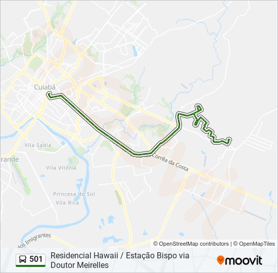 Mapa da linha 501 de ônibus