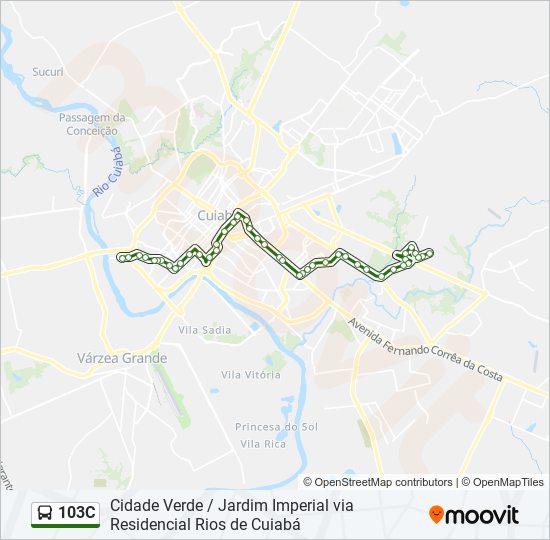 Mapa da linha 103C de ônibus