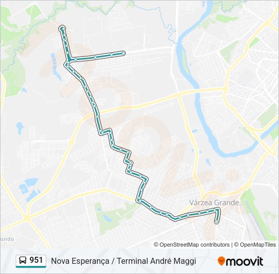 Mapa da linha 951 de ônibus