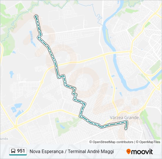Mapa da linha 951 de ônibus