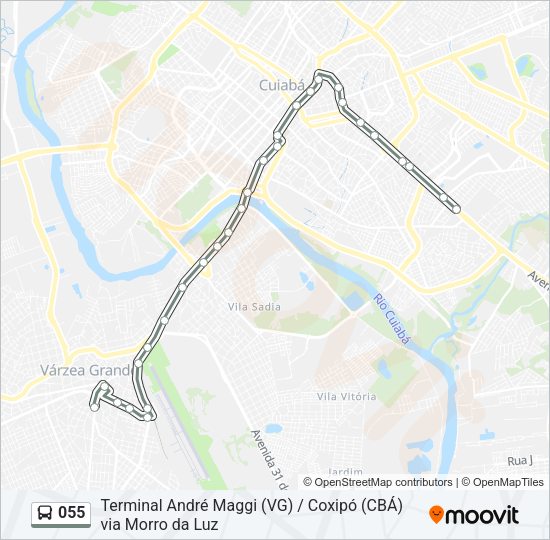 Mapa da linha 055 de ônibus