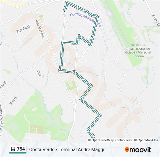 Mapa da linha 754 de ônibus