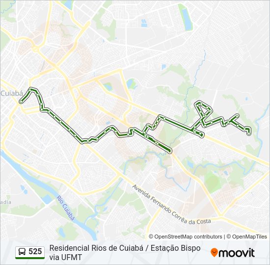 Mapa da linha 525 de ônibus