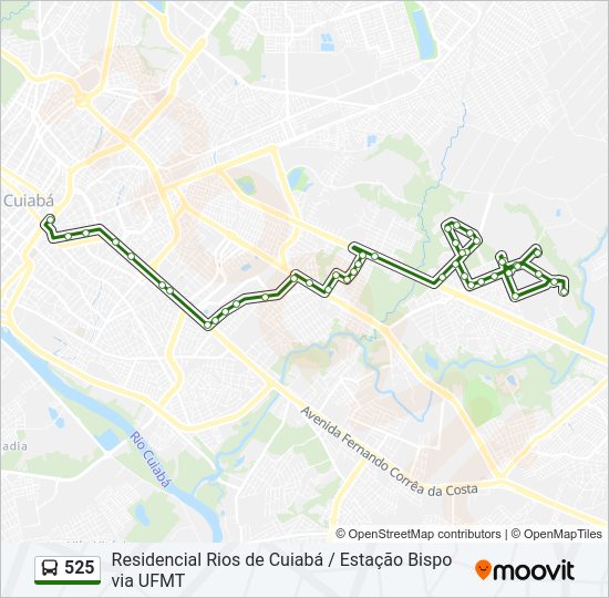 Mapa da linha 525 de ônibus