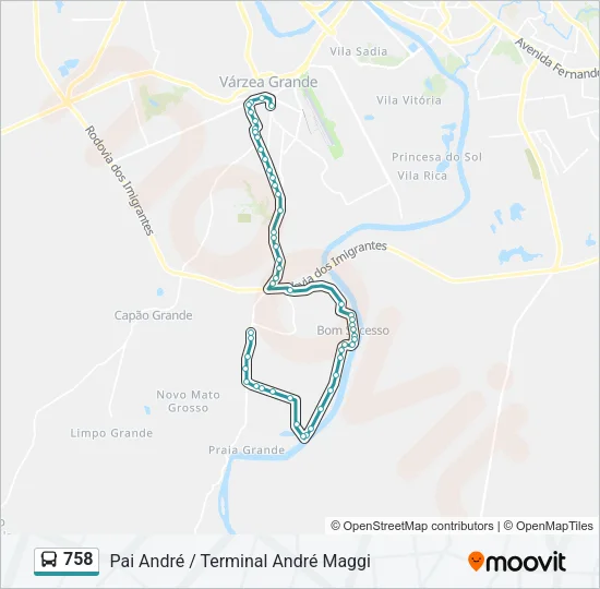 758 Bus Line Map